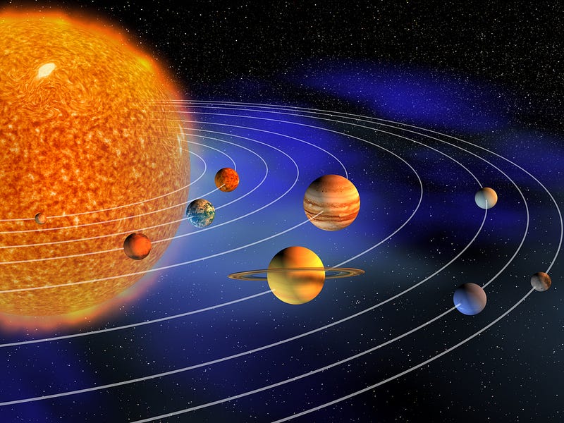 Stylized image of the Solar System.