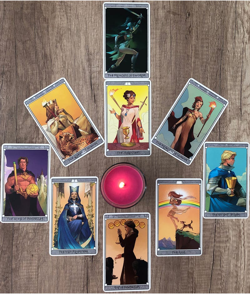 Spread by the VI Major Arcana of Tarot.