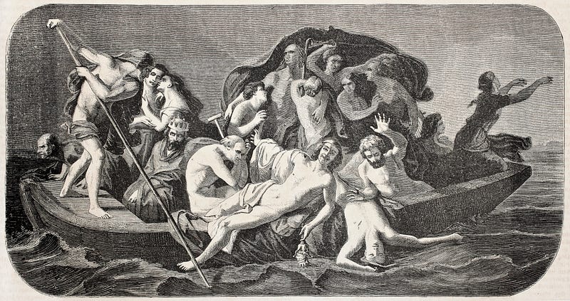 Харон—персонаж древнегреческой мифологии, отражённый в виде картины.