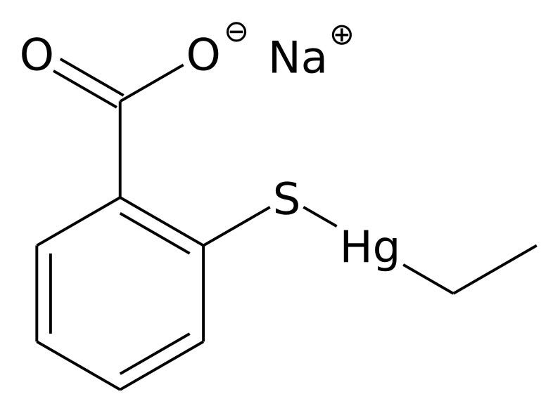 C9H9HgNaO2S sodium ortho-ethylmercurithiosalicylate or thiomersal.