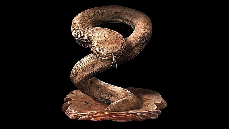 Wooden 'Idol' of the 'Totem' of the 'Mother of the Snake'.